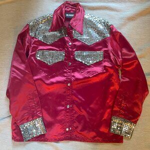 Red Satin Western shirt